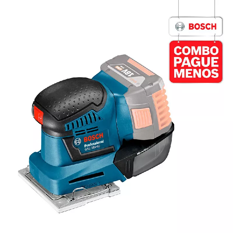 Combo Pague Menos Bosch 18V -Lixadeira GSS 18V-10 + Serra Tico-Tico GST 18V-LI, 2 baterias 18V 4,0Ah 1 carregador e 1 bolsa
