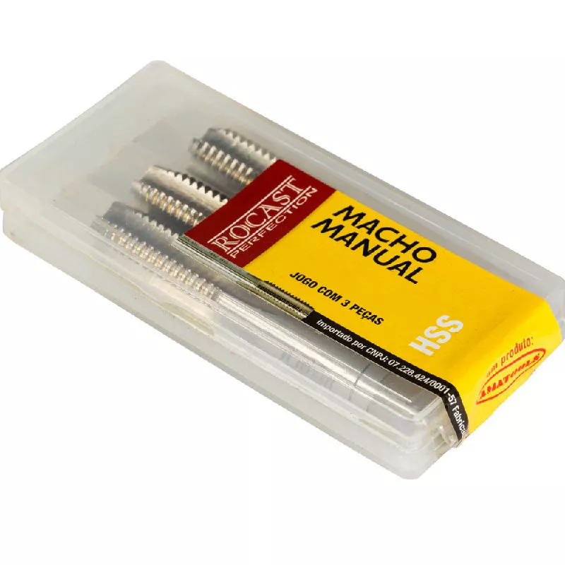 Kit 3 Macho Man Seriado Aço Rápido HSS Rosca BSW Grossa Bit 3/4 22,0071 ROCAST