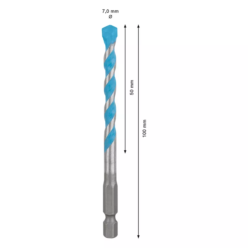 Broca EXPERT HEX-9 Multiconstruction Ø7x50x100mm - Bosch