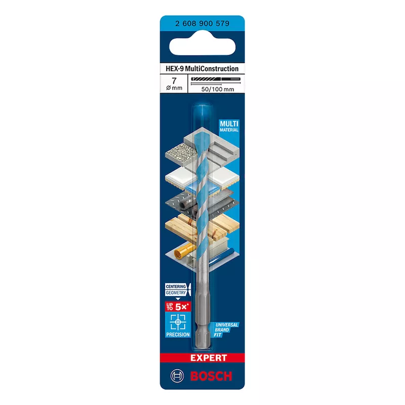 Broca EXPERT HEX-9 Multiconstruction Ø7x50x100mm - Bosch