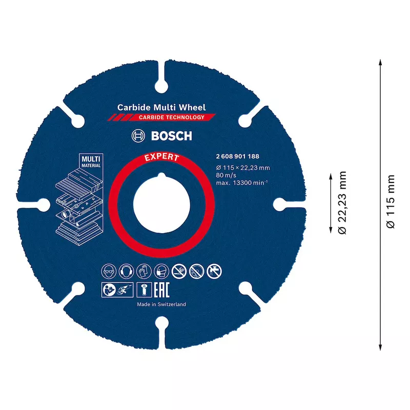 Disco de corte Bosch EXPERT Carbide Multi Wheel 115mm, 22,23mm