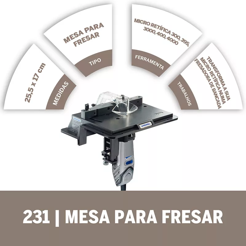 Kit Dremel Micro Retífica 4000 + Mesa + Fresa Chanfrar 45º