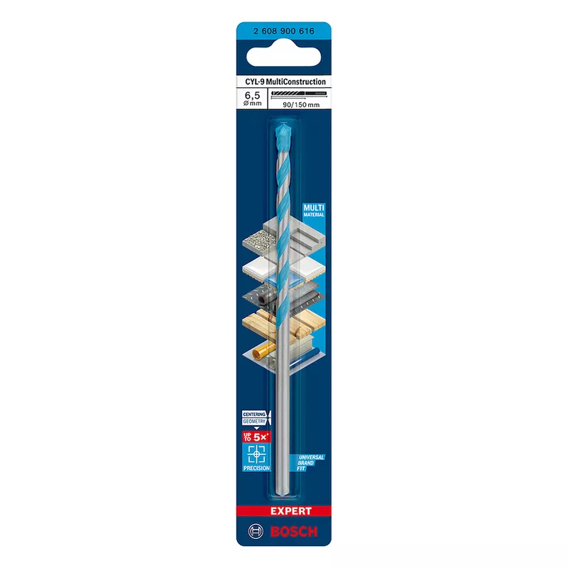 Broca Bosch EXPERT CYL-9 Multiconstruction Diâmetro6,5 x 90 x 150 mm
