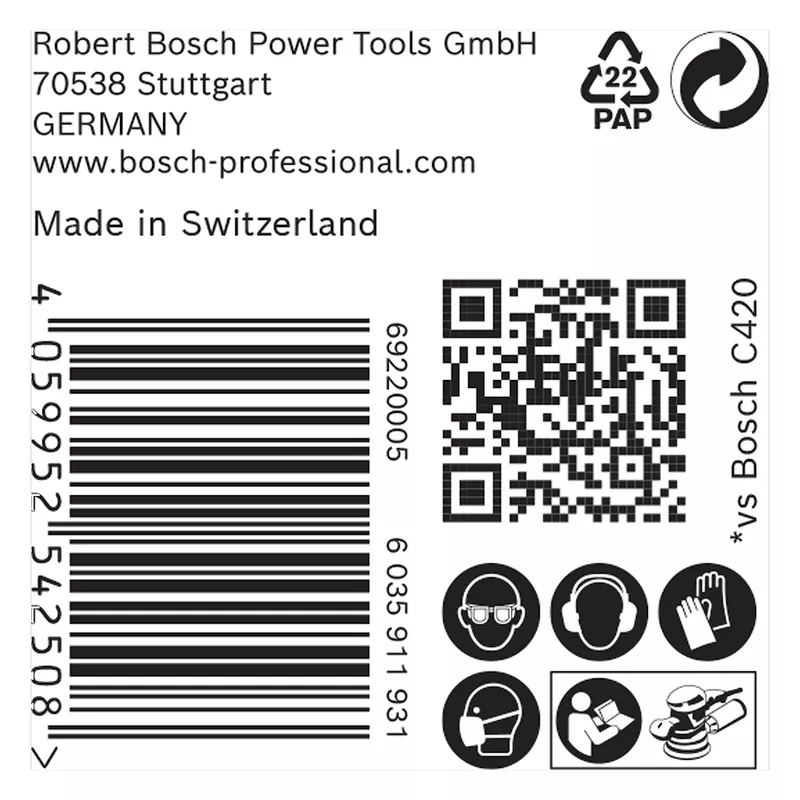 Disco de Lixa Bosch EXPERT M480 125mm G240, 5 peças