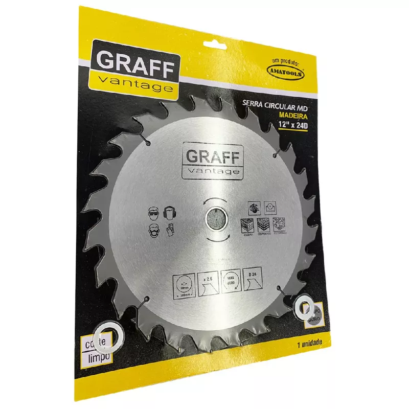Serra Circular C/ Pastilha de Metal Duro P/ Madeira 12''x24D (579,0013) - Graff Vantage 