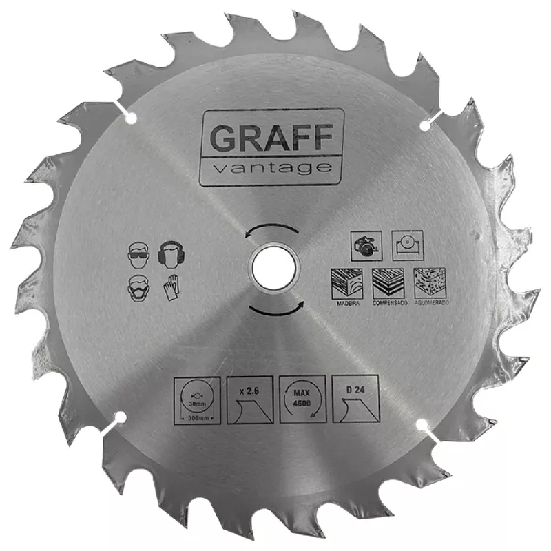 Serra Circular C/ Pastilha de Metal Duro P/ Madeira 12''x24D (579,0013) - Graff Vantage 