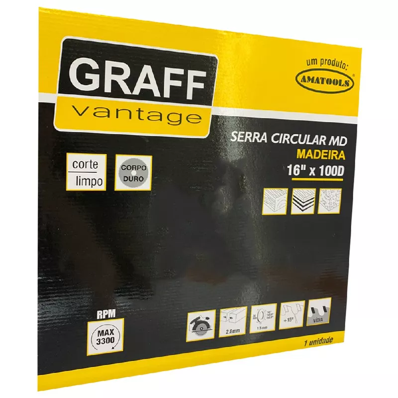 Serra Circular C/ Pastilha de Metal Duro P/ Madeira 16x100D (579,0028) - Graff Vantage 