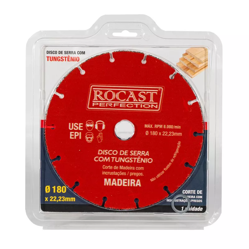 Disco de Serra Com Tungstênio Para Madeira 180 x 22,2 (245,0002) - Rocast