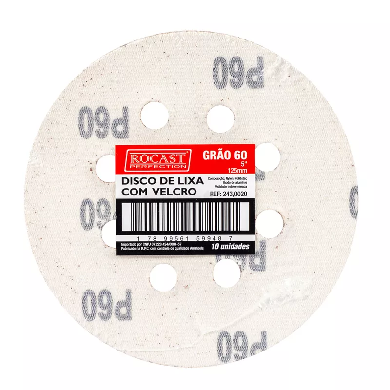 Kit Disco de Lixa Com Velcro 5'' GR. 60 Com 10 Unidades (243,0020 ...