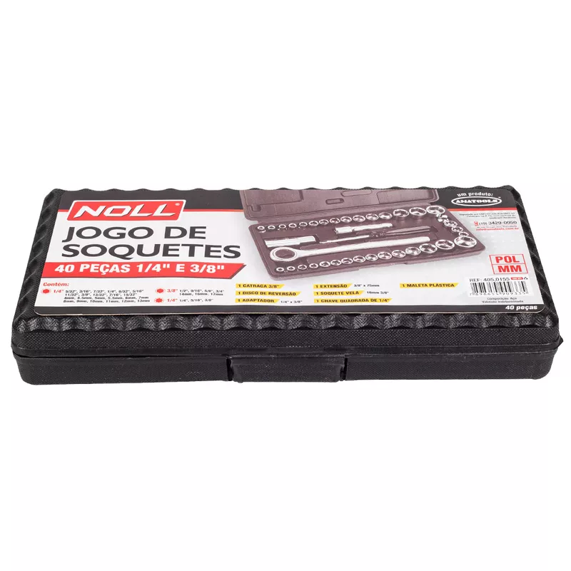 Jogo de Soquetes 1/4'' e 3/8'' Com 40 Peças (405,0155) - Noll