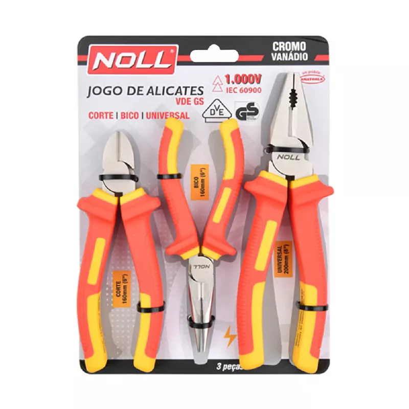 Jogo de Alicates VDE - 1000V Com 3 Peças (624,0001) - Noll | Ritec