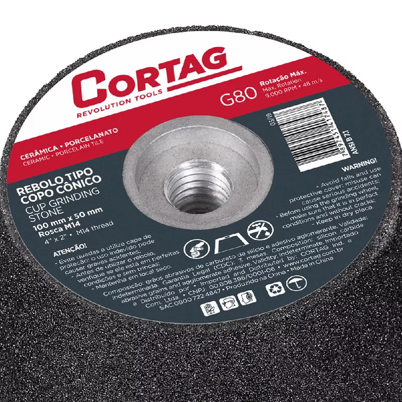 Rebolo Cônico Tipo Copo G-80 / 100mm (61749) - Cortag