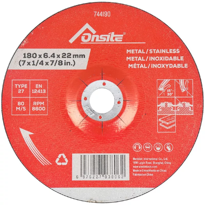 Disco de Desbaste Para Metal e Inox 7'' x 1/4'' x 7/8'' (744190) - Onsite