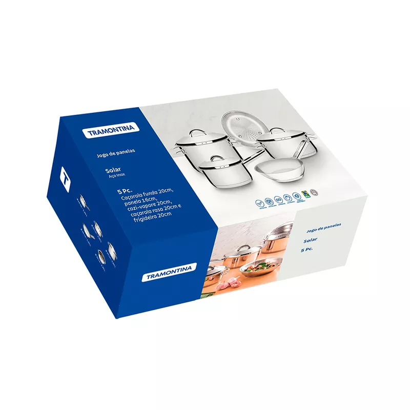 Jogo de Panelas Solar em Inox Com Fundo Triplo 5 Peças (65510/780) - Tramontina