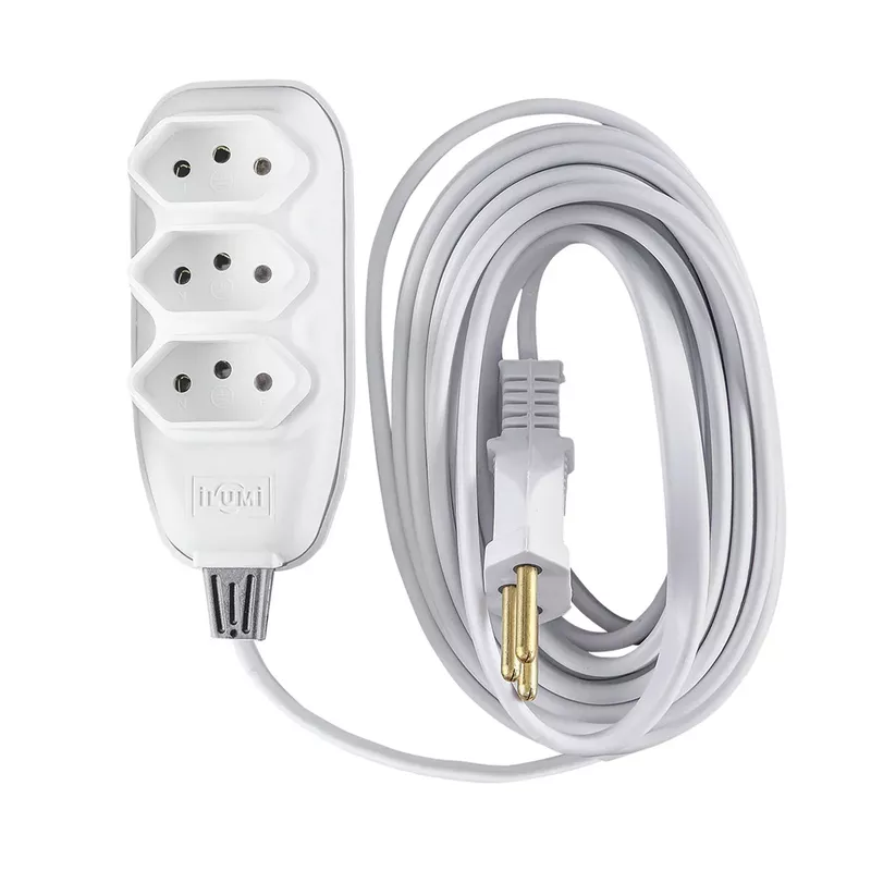 Extensão Compacta 2P+T Branca 10A - 250V Com 10 Metros (172002) - Ilumi ...
