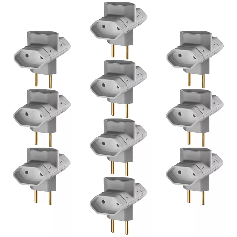 Kit Pino Tipo ''T'' 3 Saídas 10A - 250V Com 10 Unidades (1213) - Ilumi