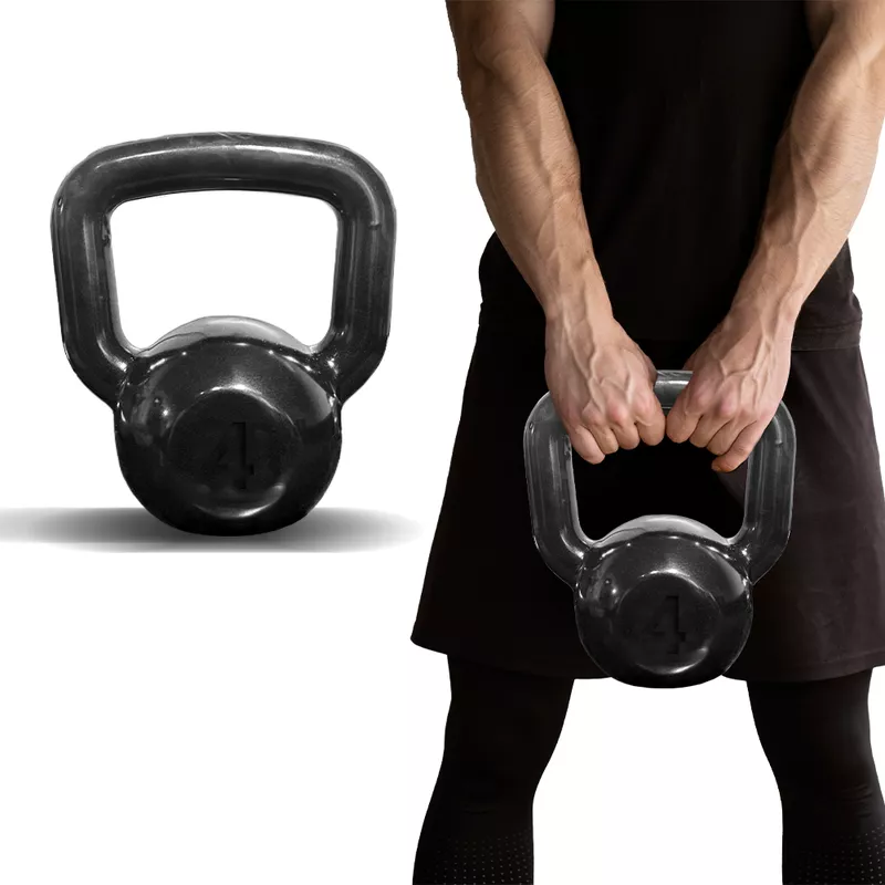 Kettlebell 4Kg De Ferro Emborrachado Treinamento F... - Diamond Fit