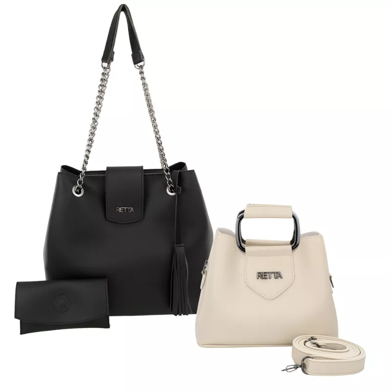Kit Bolsa Saco Corrente Grande Preta + Bolsa Peque... - RETTA