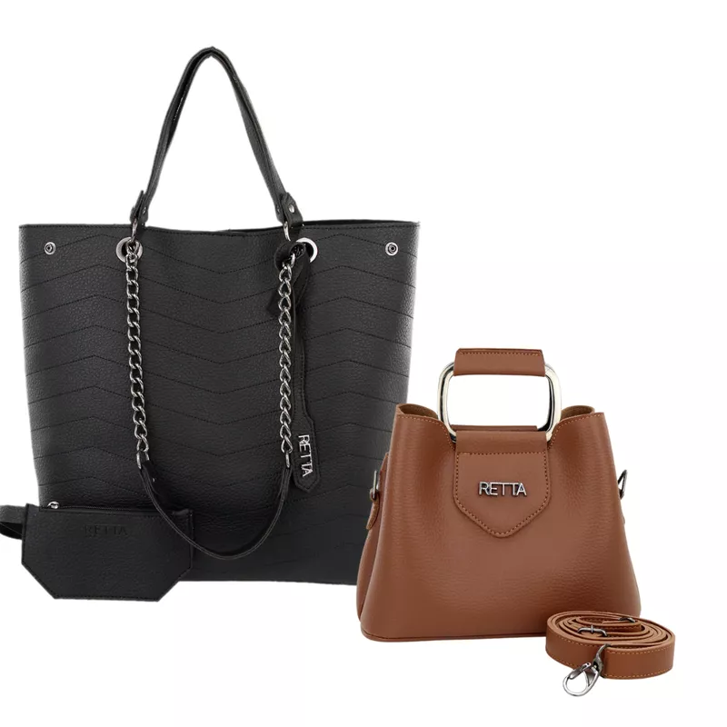 Kit Valentina Grande Preta + Chloe pequena Caramel... - RETTA
