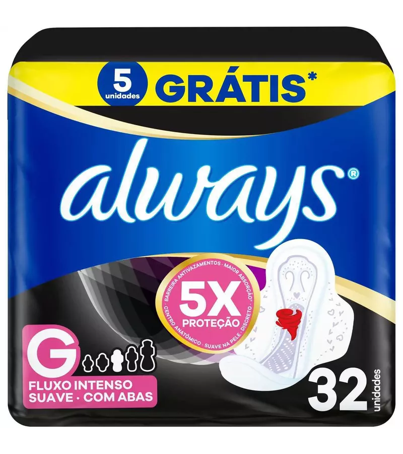 Always Absorvente Noturno Suave G com Abas 32 unid... - AIKO COSMÉTICOS