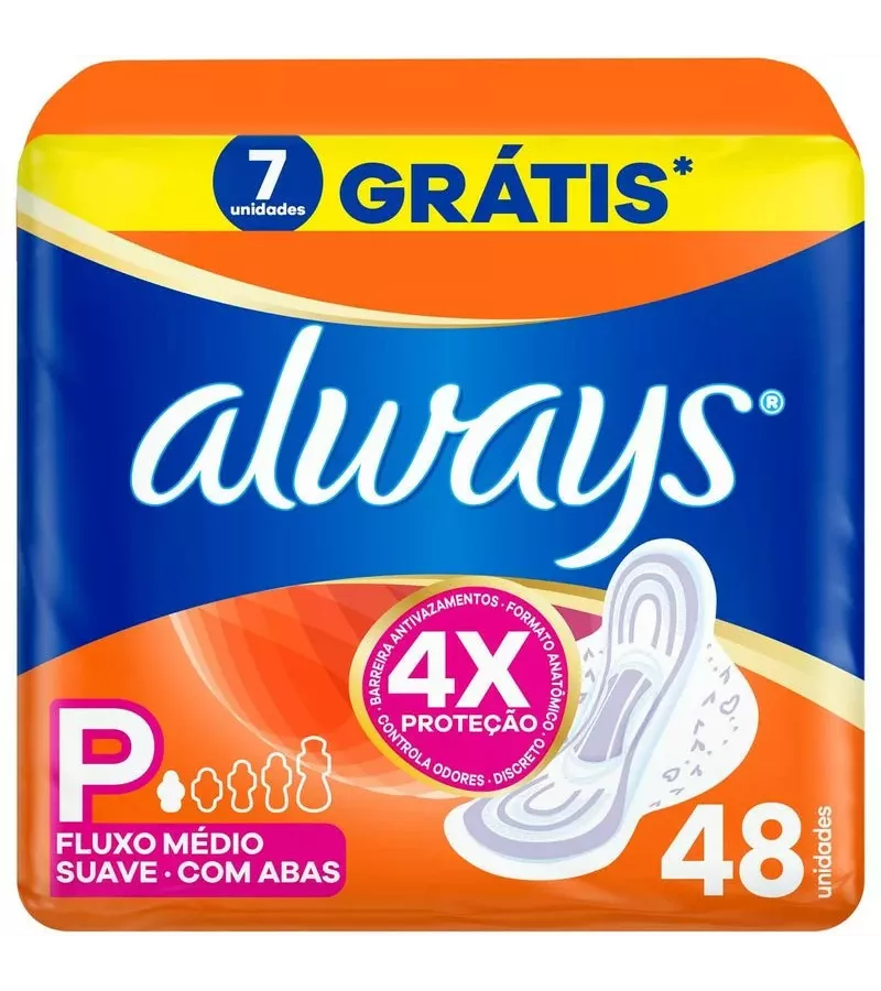 Always Absorvente com Abas Suave 48 Unidades - AIKO COSMÉTICOS