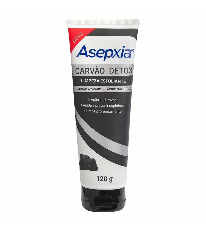 Asepxia Carvão Detox Limpeza Esfoliante 120g - AIKO COSMÉTICOS