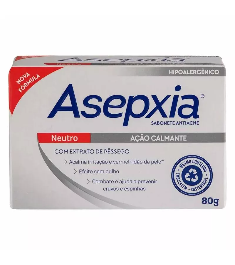 Asepxia Sabonete Antiacne Neutro Ação Calmante 80g... - AIKO COSMÉTICOS