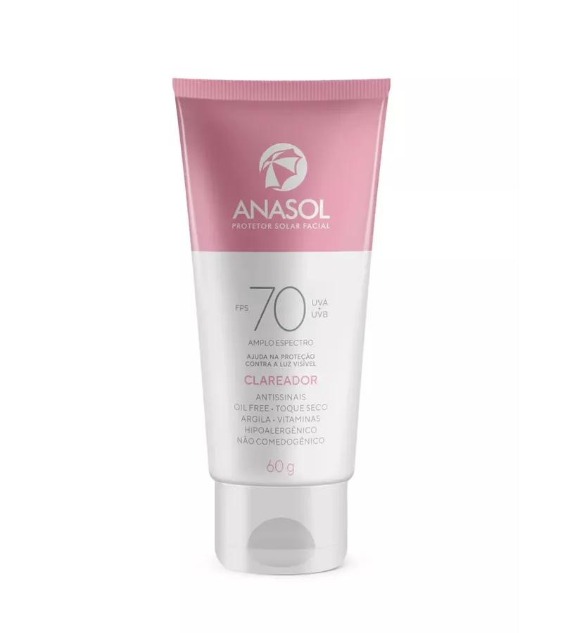 Anasol Protetor Solar Facial FPS 70 Clareador 60g - AIKO COSMÉTICOS