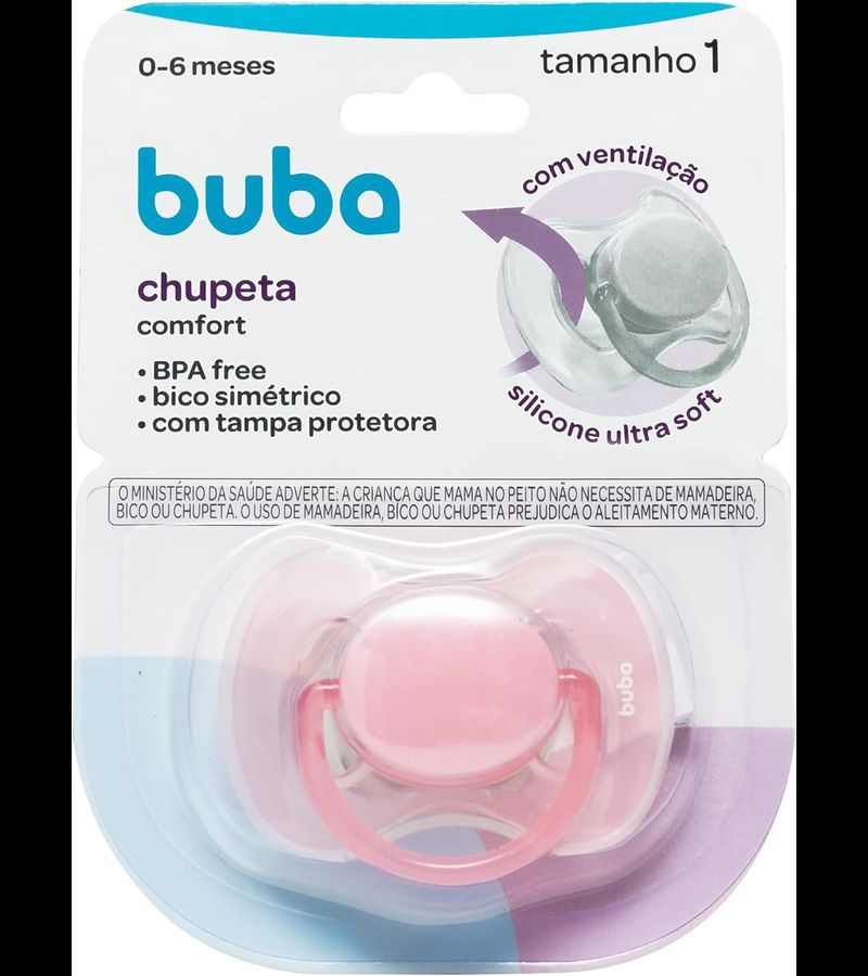 Chupeta Comfort Tamanho 1 (0 a 6 meses) Rosa - AIKO COSMÉTICOS