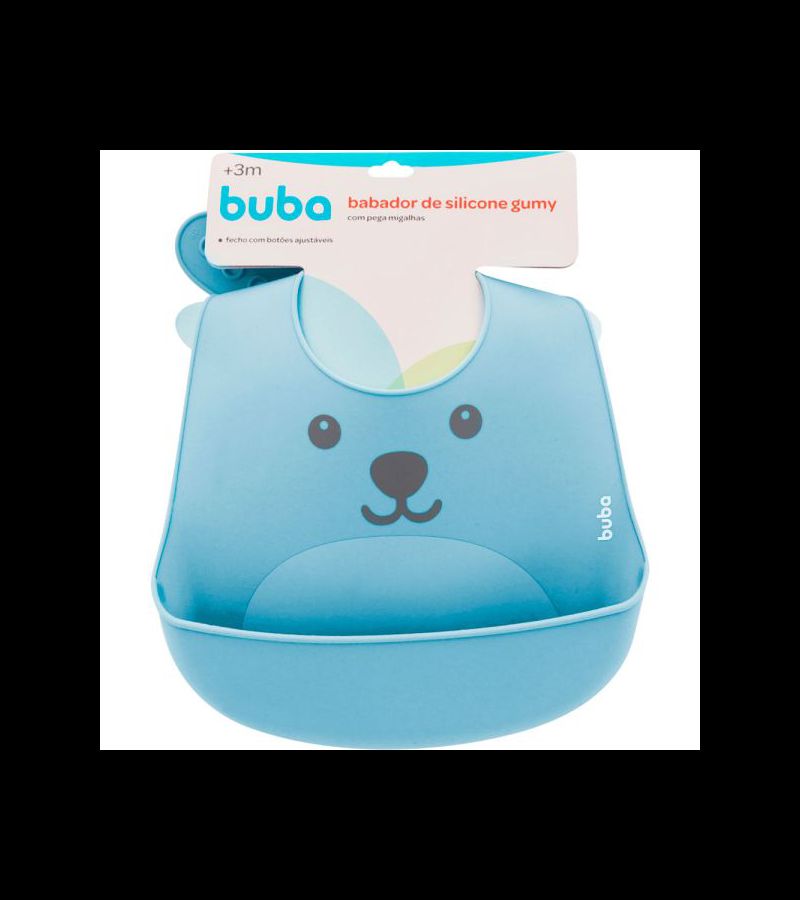 Babador em Silicone com Pega-Migalhas azul - AIKO COSMÉTICOS
