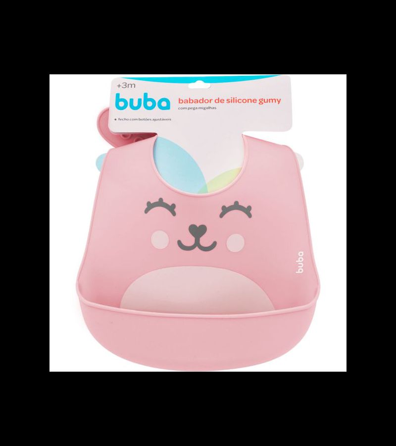 Babador em Silicone com Pega-Migalhas Rosa - AIKO COSMÉTICOS