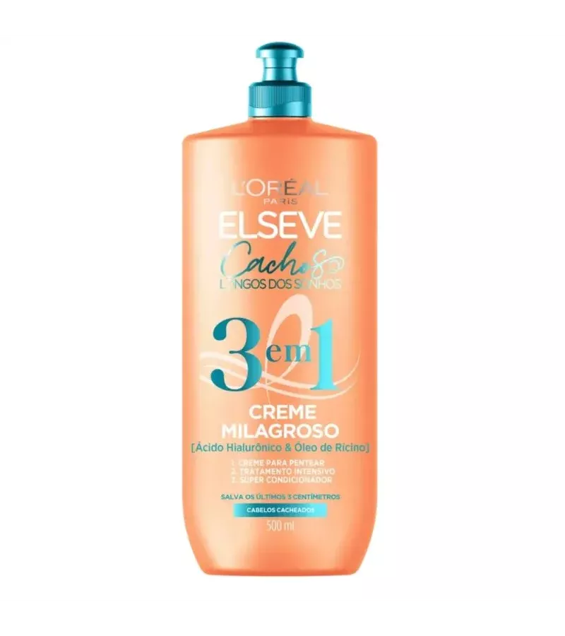 Creme 3 em 1 Cachos Longo dos Sonhos. 500ml - AIKO COSMÉTICOS