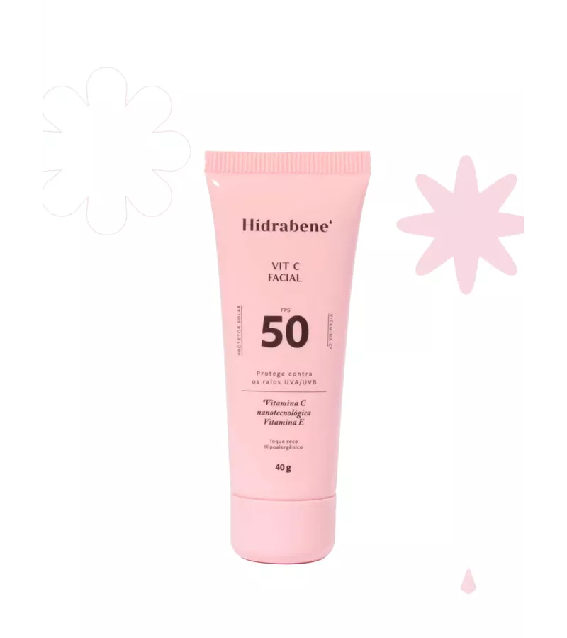 Hidrabene Protetor Solar Facial FPS 50 Vit C 40g - AIKO COSMÉTICOS