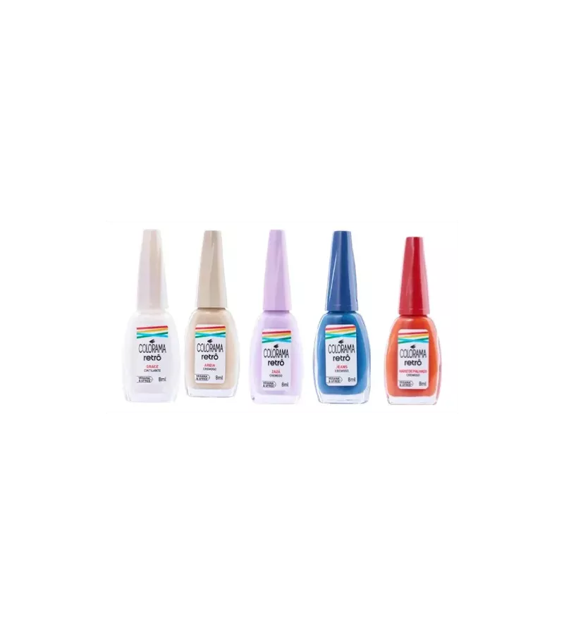 Colorama Kit C/ 5 esmaltes Coleção Retrô - AIKO COSMÉTICOS