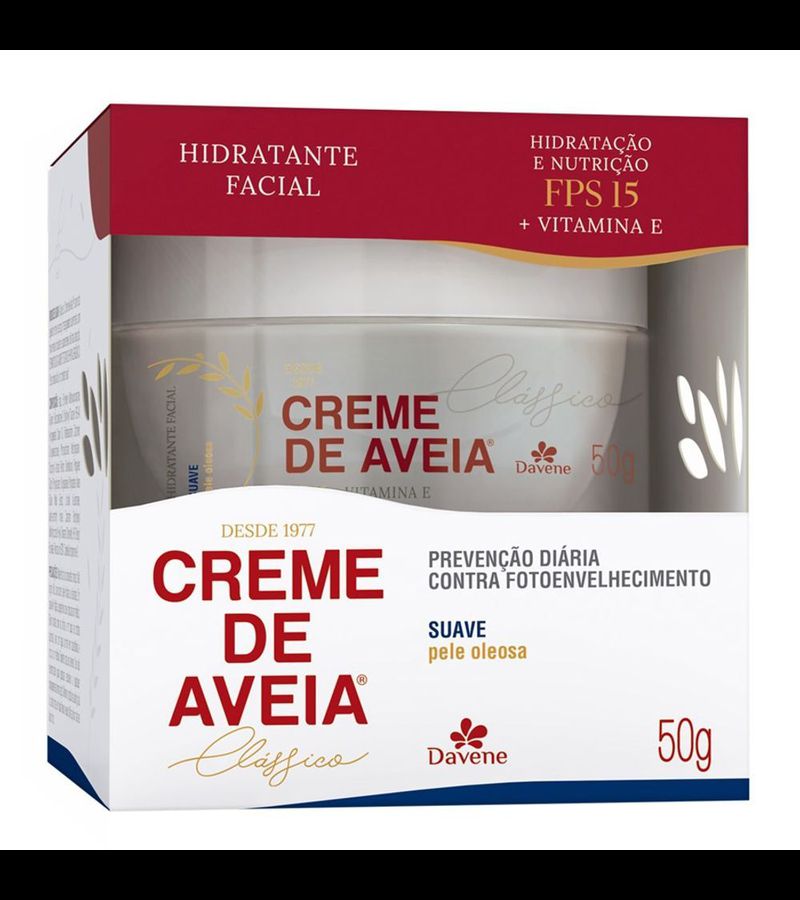 Davene Creme de Aveia Hidratante Facial Suave 50g - AIKO COSMÉTICOS