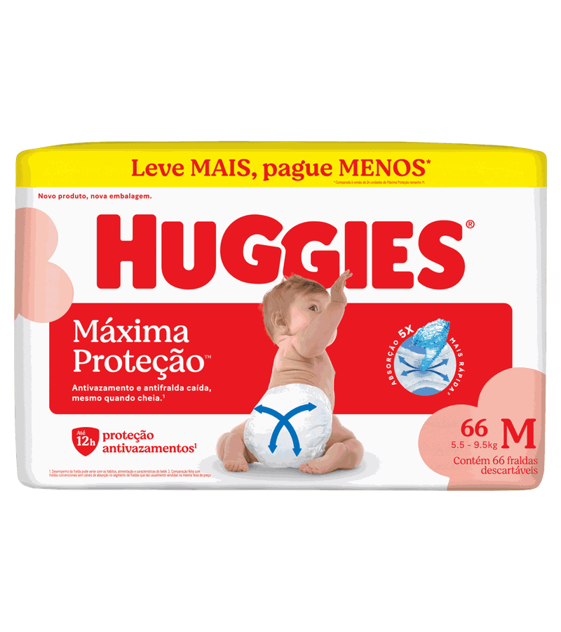 Huggies Fralda Máxima Proteção M 66 Unidades - AIKO COSMÉTICOS