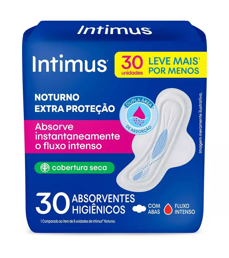 Intimus Absorvente Noturno Cobertura Seca Com Abas... - AIKO COSMÉTICOS