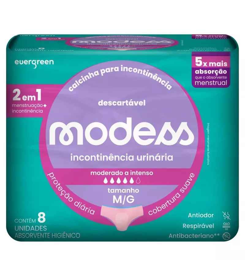 MODESS CALCINHA DESCARTáVEL PARA INCONTINêNCIA 8UN... - AIKO COSMÉTICOS