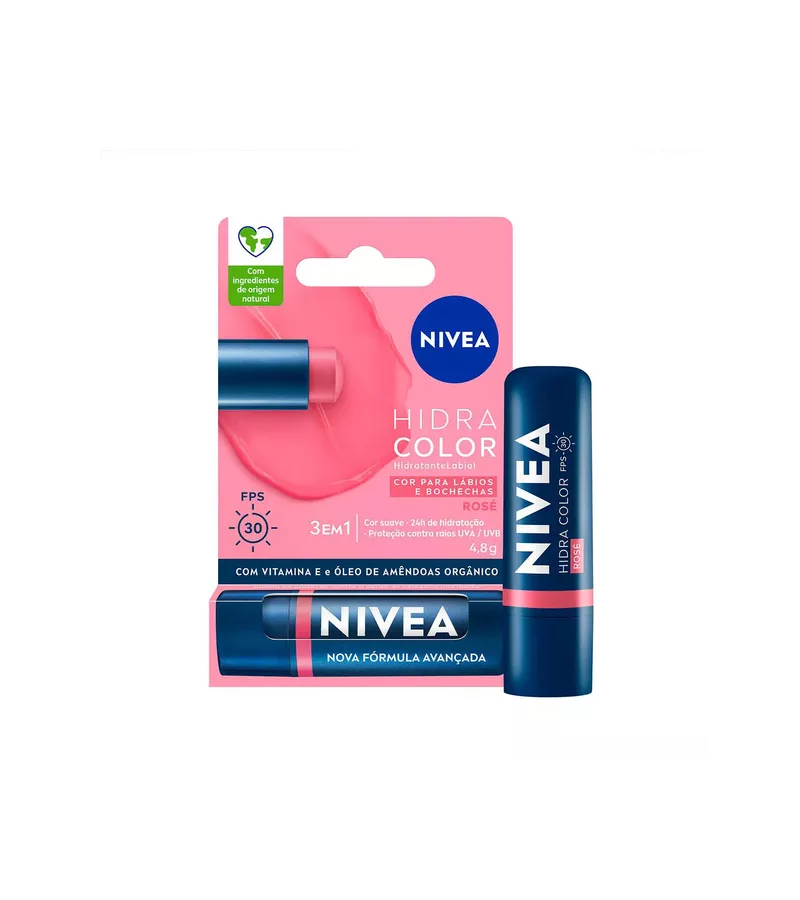 Nivea Hidra Color Hidratante Labial 3 em 1 Rosé FP... - AIKO COSMÉTICOS