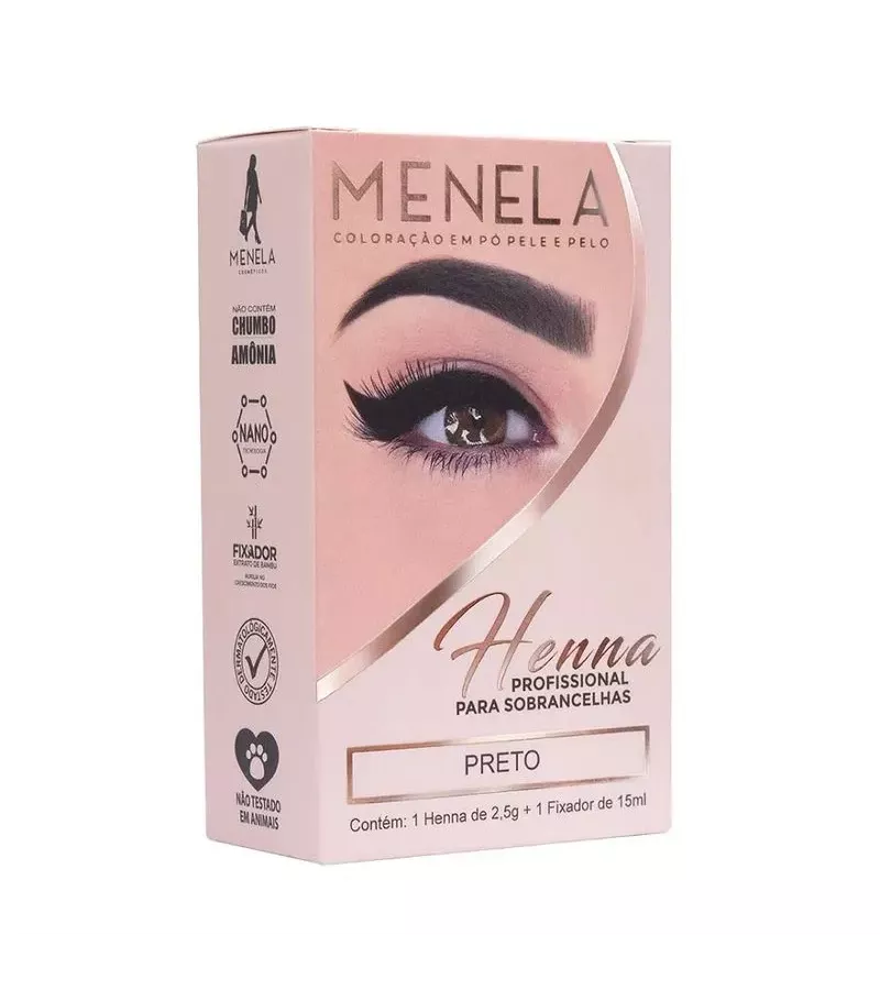 Menela Henna para Sobrancelhas 2,5g Preta - AIKO COSMÉTICOS