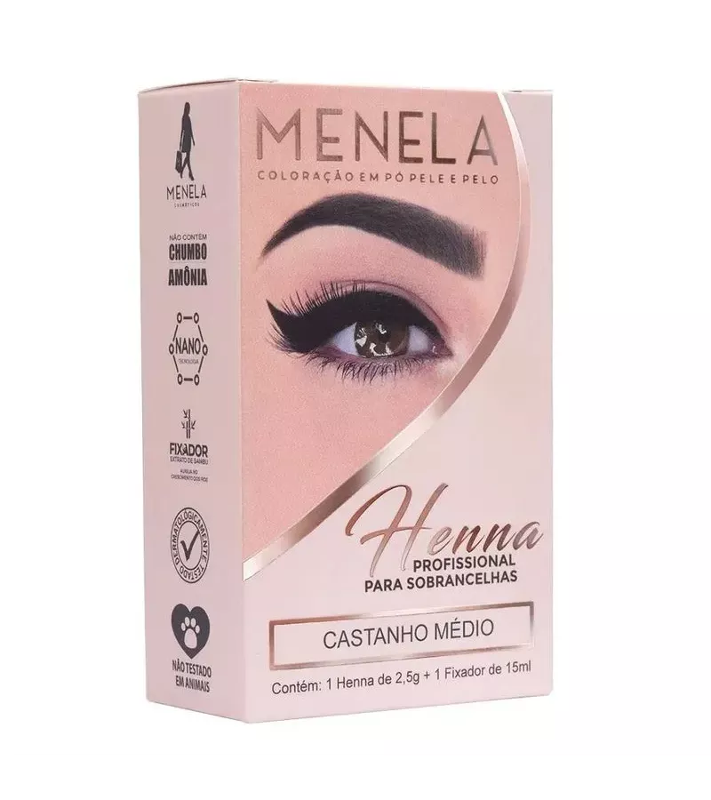 Menela Henna para Sobrancelha 2,5g Castanho Médio - AIKO COSMÉTICOS