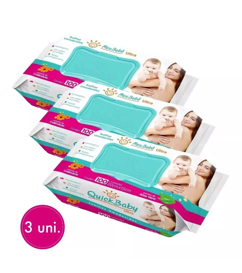 Meu Bebê Kit c/ 3 Lenços umedecidos - AIKO COSMÉTICOS