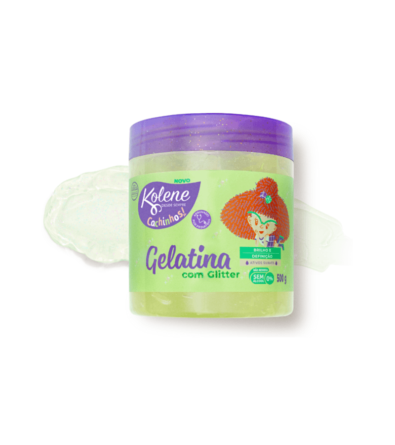 Kolene Cachinhos Gelatina com Glitter 500g - AIKO COSMÉTICOS