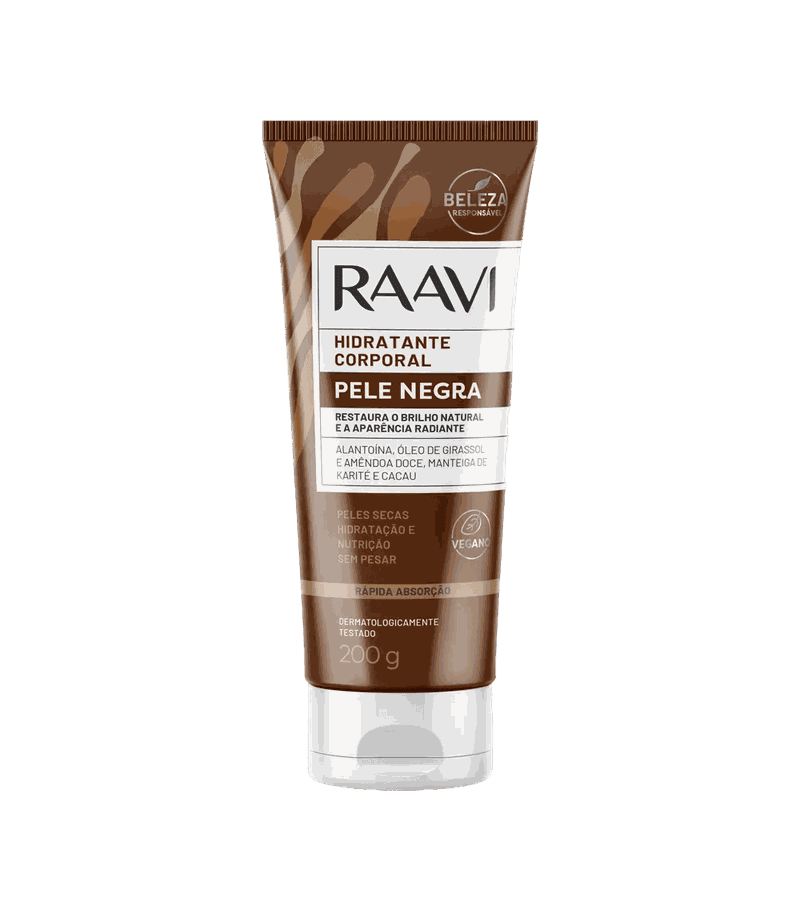 Raavi Hidratante Corporal Pele Negra 200g - AIKO COSMÉTICOS