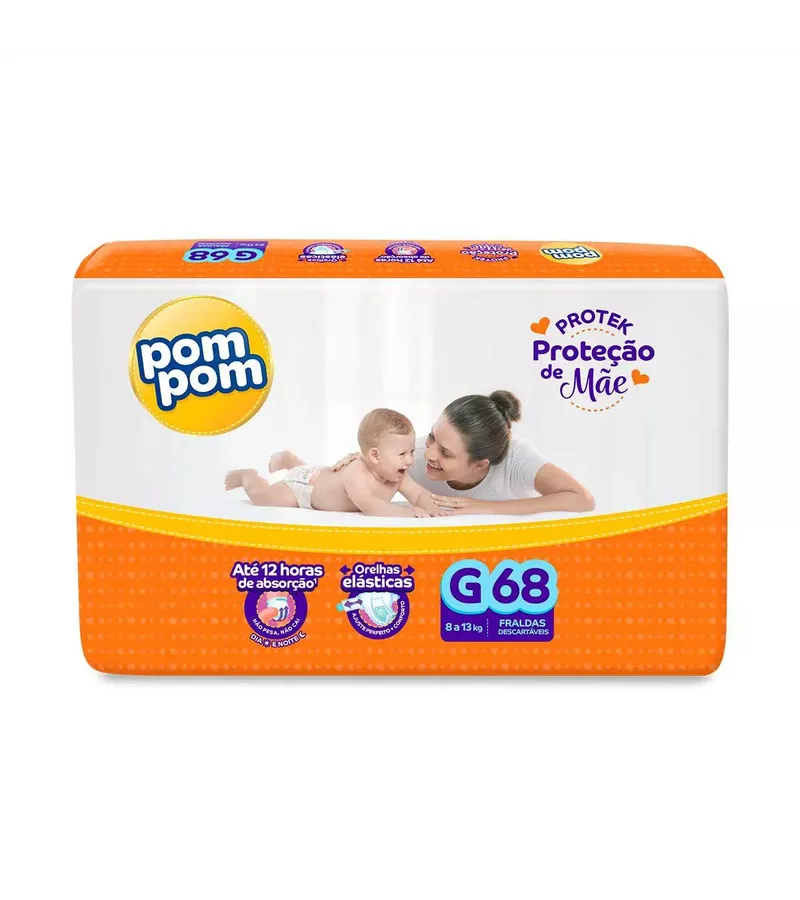  Pom Pom Protek Fralda Proteção de Mãe G 68 unidad... - AIKO COSMÉTICOS