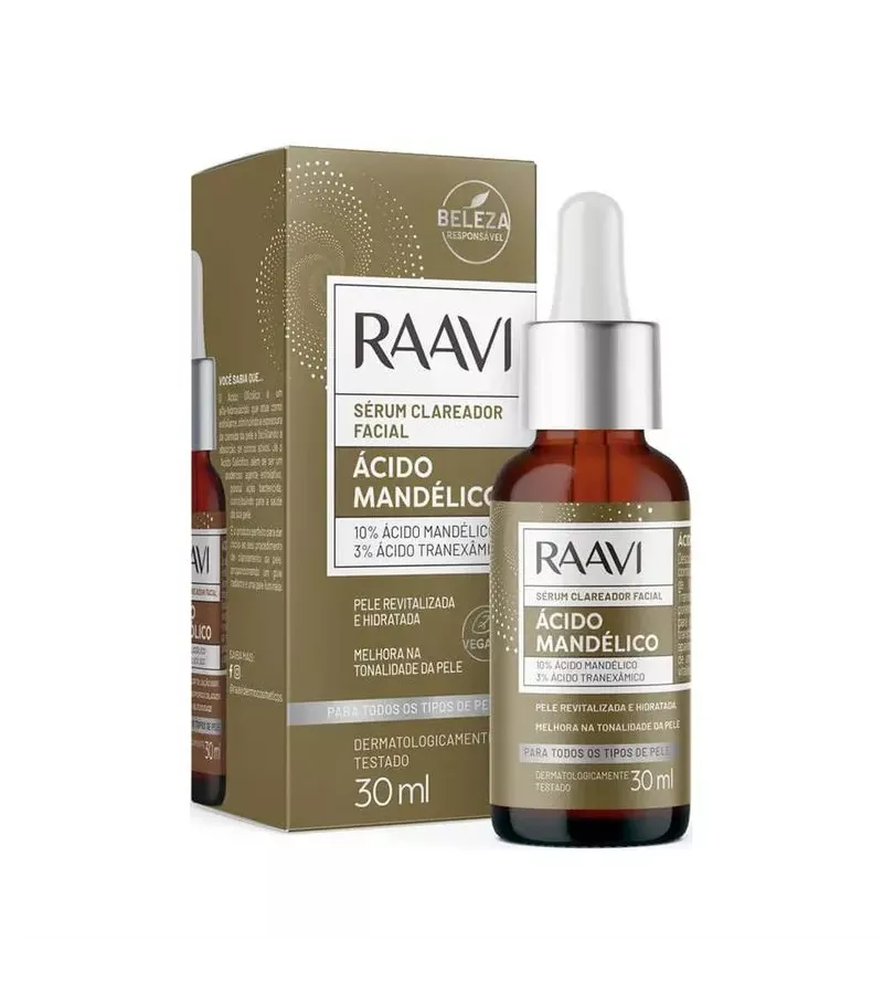 Raavi Sérum Clareador Facial Ácido Mandélico 30ml... - AIKO COSMÉTICOS