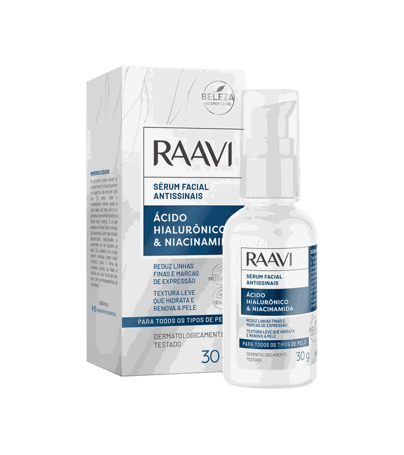 Raavi Sérum Facial Anticinais Ácido Hialurônico & ... - AIKO COSMÉTICOS