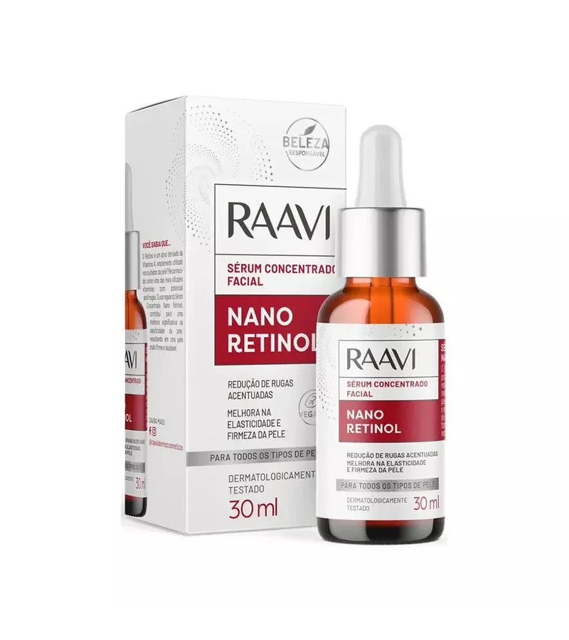 Raavi Sérum Concentrado Facial Nano Retinol 30ml - AIKO COSMÉTICOS