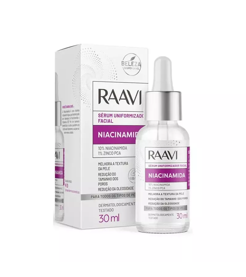 Raavi Sérum Uniformizador Facial Niacinamida 30ml - AIKO COSMÉTICOS