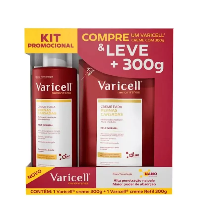 Varicell Kit Creme para Pernas Cansadas 300G + Ref... - AIKO COSMÉTICOS